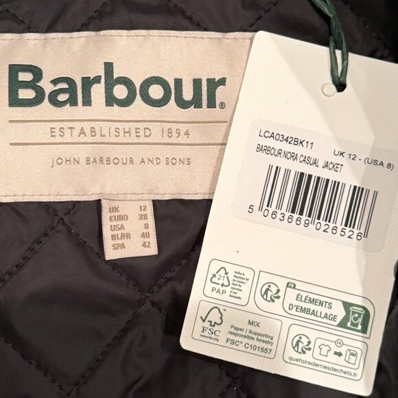 Barbour Black Nora Oversized-Collar Utility Jacket - NWT -  Size 8 - Picture 4 of 4